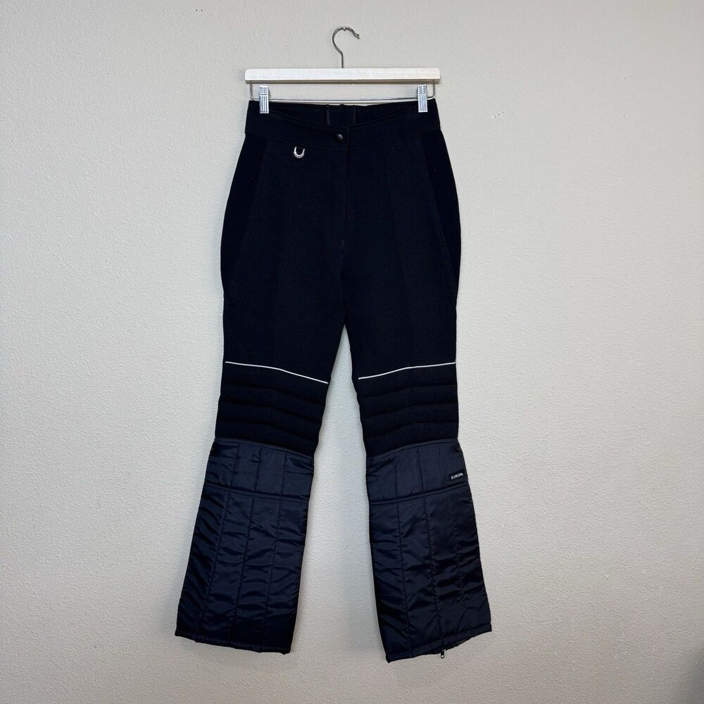 schoeller textil ski pants ladies 12 padded calf wool blend vintage black